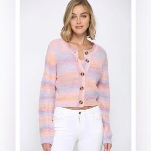 Fate Multi colored stripe knit cardigan size M